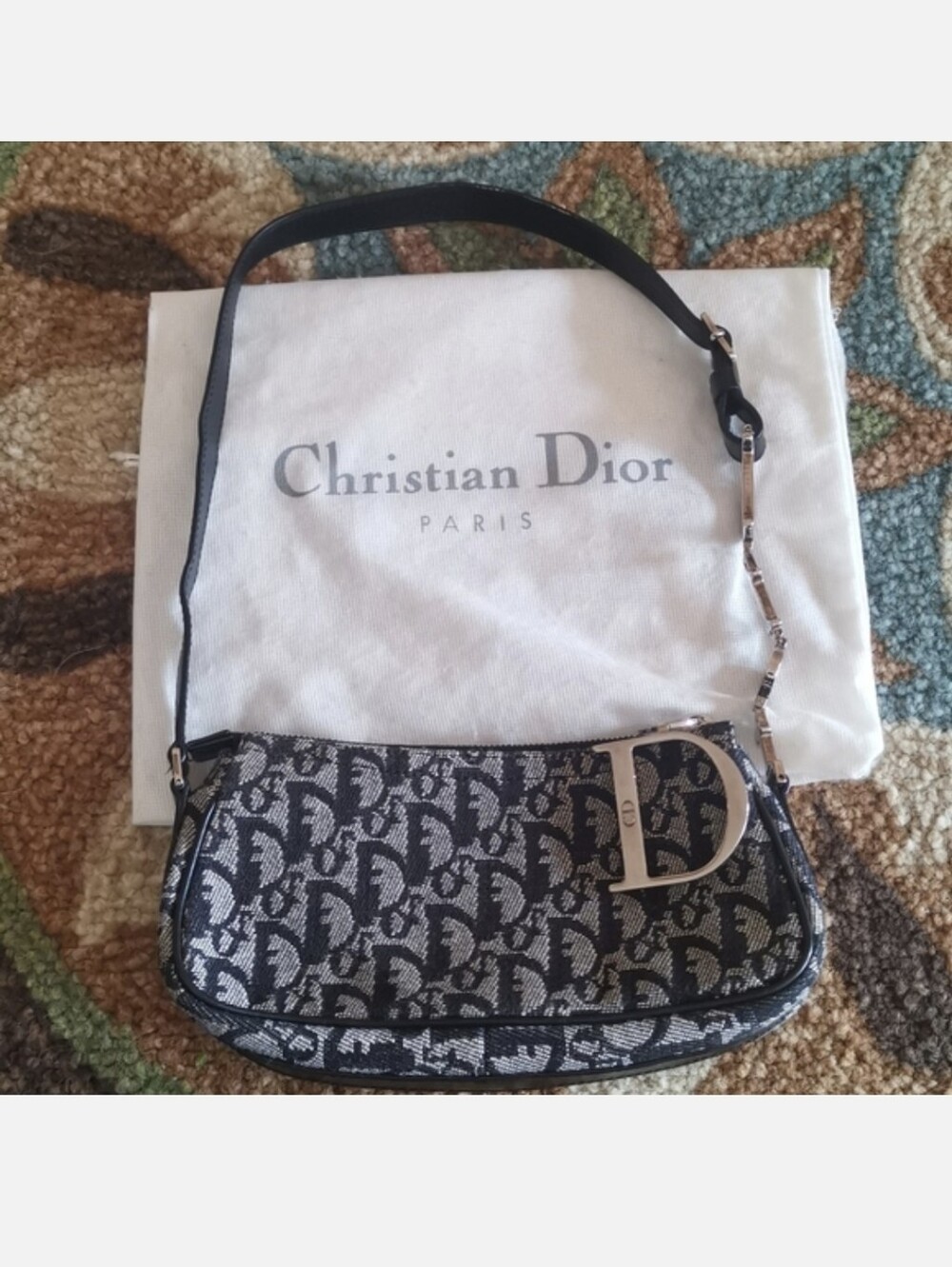 Christian Dior Mini Shoulder Bag in Navy/Beige Vintage